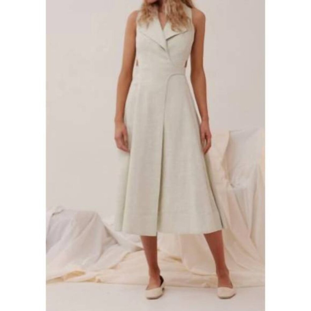 Acler *NEW* Abbots Apple Light Green Linen Wrap Dress